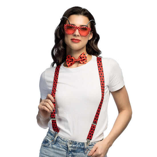 Accessoireset Lieveheersbeestje 3-delig - Bril - Bretel - Strikje