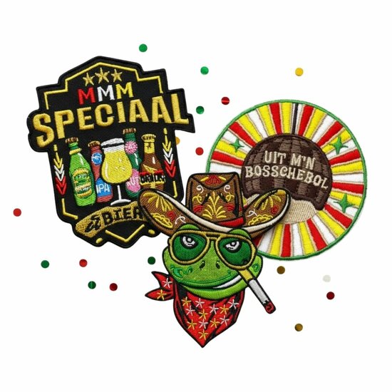 Oeteldonk Carnavalsjas Kort Zwart - Met Emblemen - Heren