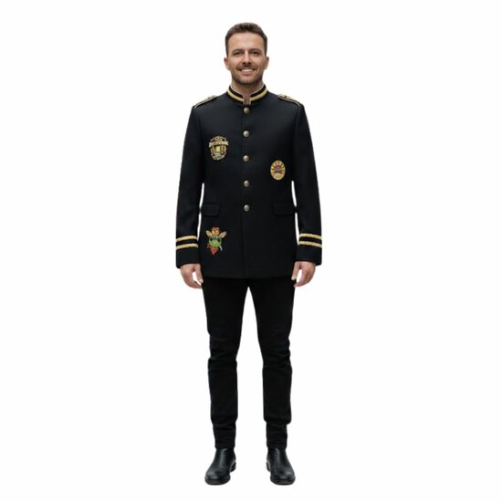 Oeteldonk Carnavalsjas Kort Zwart - Met Emblemen - Heren