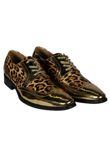 Heren schoen Goud met Panterprint 