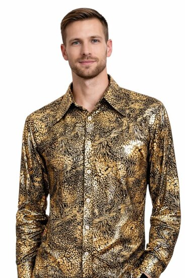 Blouse Slangenprint - Goud-Zwart Foute Party - Jaren 80 &amp; 90 - Volwassenen