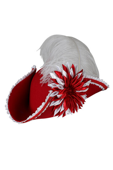 Piratenhoed Driesteek - Premium Class - Rood - Volwassenen