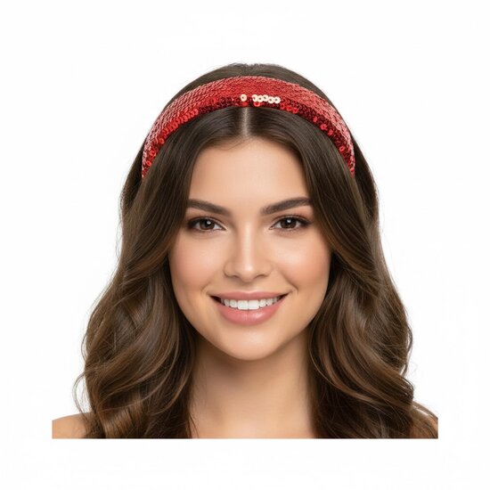 Pailletten Haarband - Rood