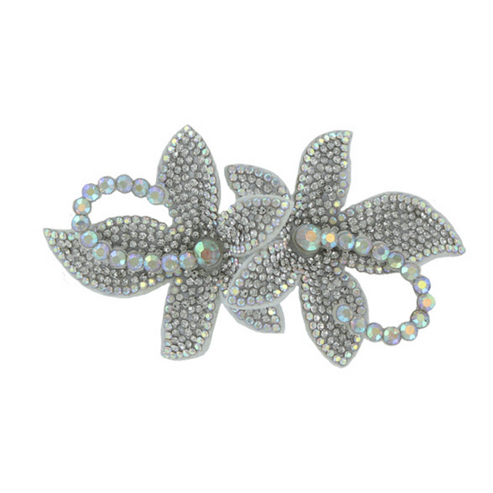 Broche - Sequin Flower  - Strass - Zilver