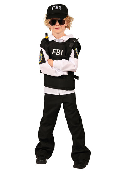 FBI Special Agent - Verkleedpak - Kinderen -  4-delige Set - Zwart-Wit