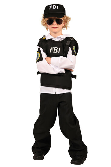 FBI Special Agent - Verkleedpak - Kinderen -  4-delige Set - Zwart-Wit