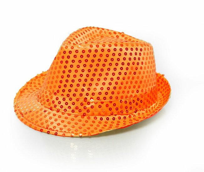 Hoed Pailletten - Oranje - Koningsdag