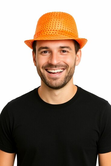 Hoed Pailletten - Oranje - Koningsdag