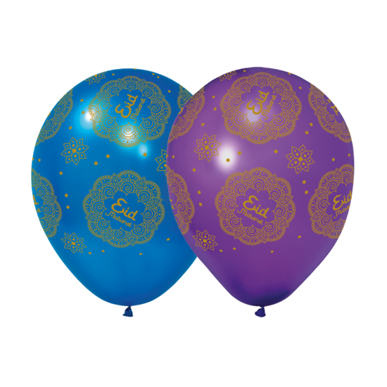 Eid Mubarak - Ballonnen - 6 stuks - blauw-goud-paars