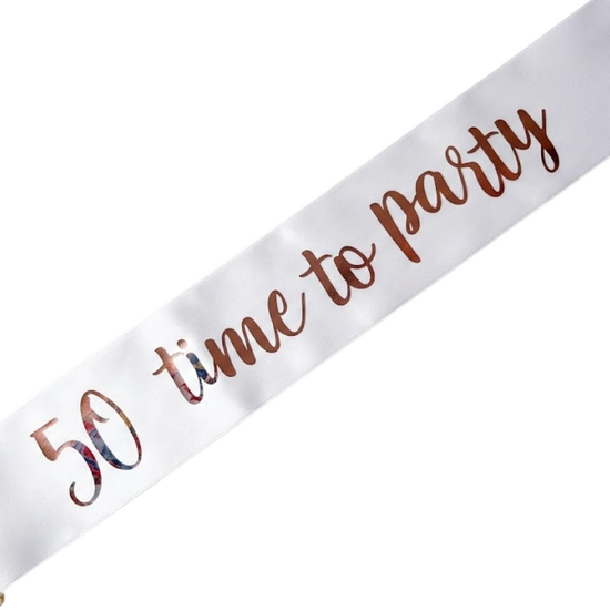Sjerp 50 jaar - 50 Time To Party - Wit - Ros&eacute; Goud