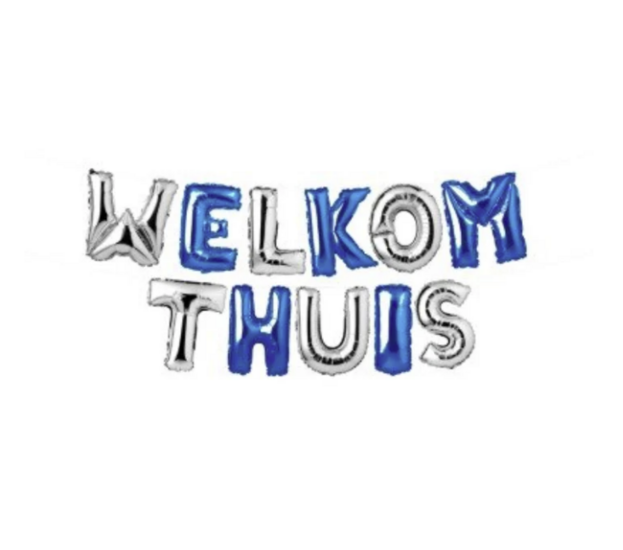 Folieballonnen - Welkom Thuis - Zilver-Blauw - 33 cm