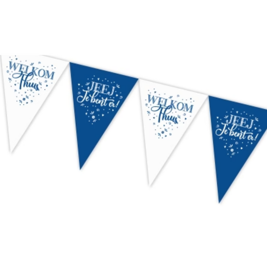 Vlaggenlijn Welkom Thuis - Blauw-Wit - 4 meter