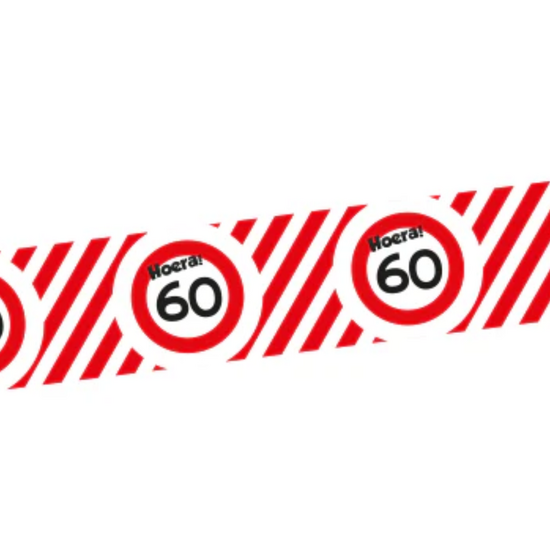 Afzetlint Verkeersbord - 60 Jaar - Rood-Wit - 10 meter
