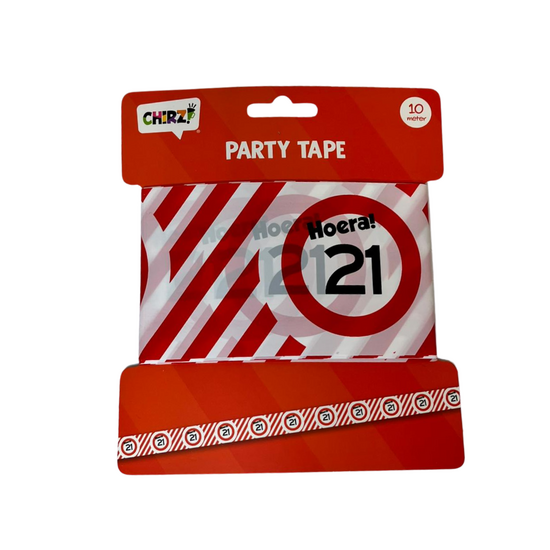 Afzetlint Verkeersbord - 21 Jaar - Rood-Wit - 10 meter