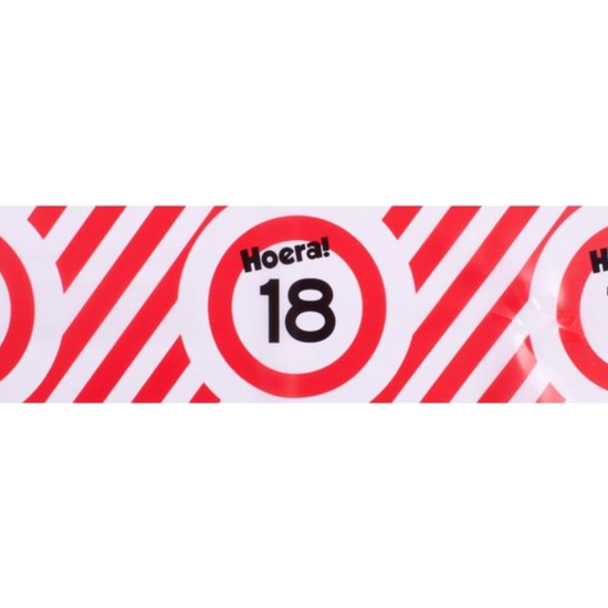 Afzetlint Verkeersbord - 18 Jaar - Rood-Wit - 10 meter