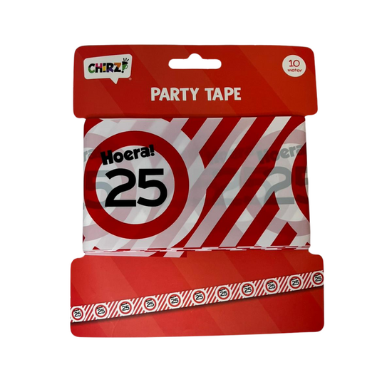 Afzetlint Verkeersbord - 25 Jaar - Rood-Wit - 10 meter