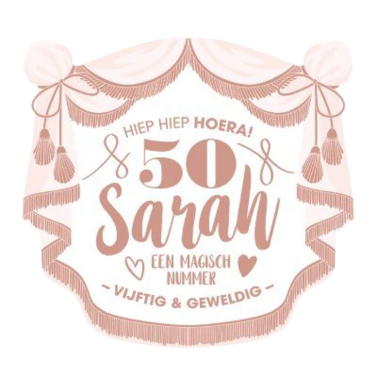 Huldeschild Muurdecoratie - Sarah 50 - Wit-Ros&eacute; Goud