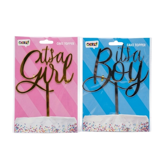 Taartprikker - It's a girl - Cake Topper Zilver