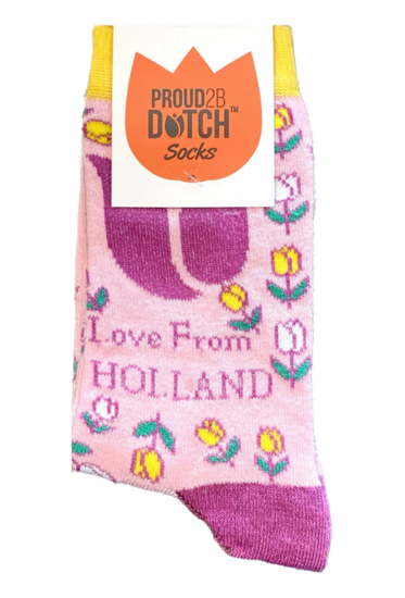 Sokken - Love From Holland - Roze 