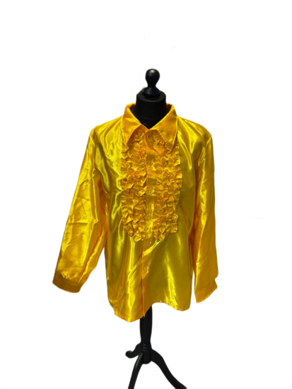 Tweedekans - zo goed als nieuw - Ruches Blouse Geel Satijn - maat 56