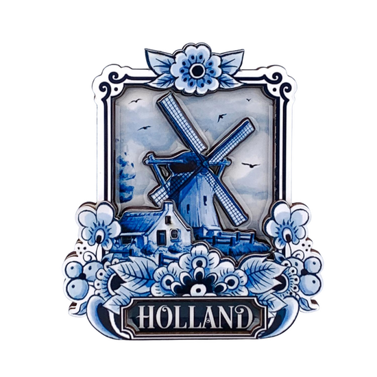 Koelkastmagneet - Magneet Holland MDF - Molen Delftsblauw