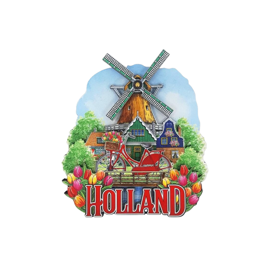 Koelkastmagneet - Magneet Holland MDF - Molen Met Draaiende Wieken