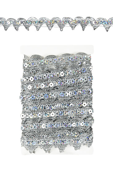 Paillettenband Golvend Decoratie Zilver - Galon - 3 meter