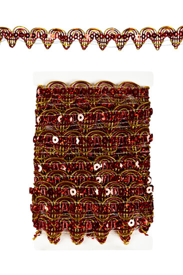 Paillettenband Golvend Decoratie Rood - Galon - 3 meter