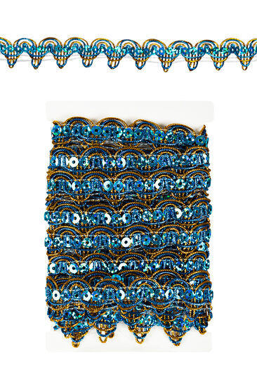 Paillettenband Golvend Decoratie Blauw- Galon - 3 meter