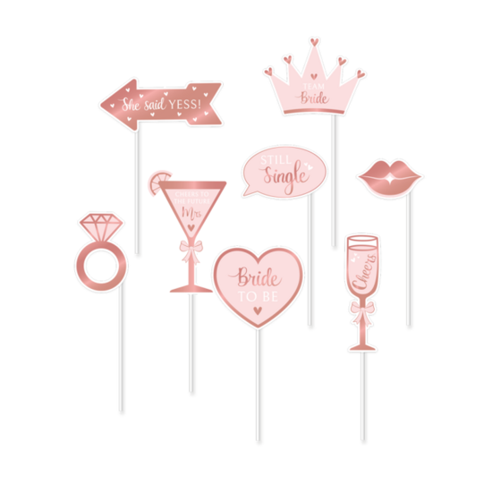Bride to be Photobooth Set - Ros&eacute; - 8 stuks
