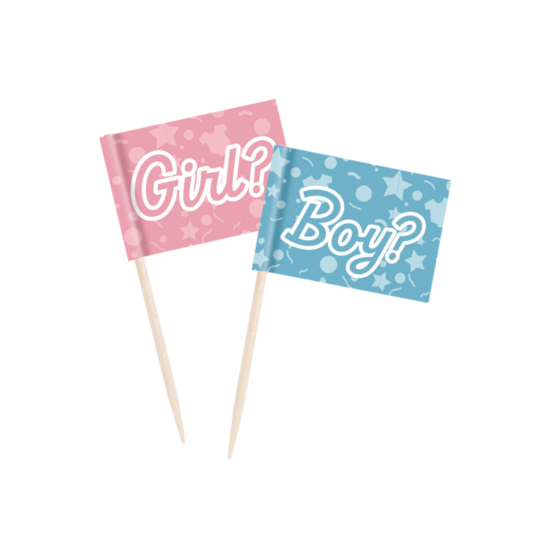 Gender Reveal - Cocktail Prikkers - Roze en Blauw - 50 stuks