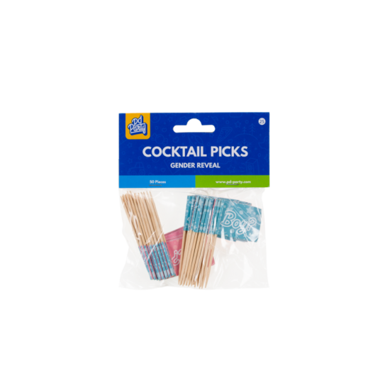 Gender Reveal - Cocktail Prikkers - Roze en Blauw - 50 stuks