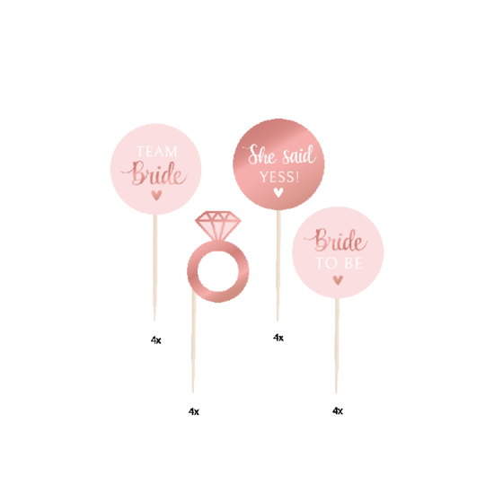 Bride To Be  - Cocktail Prikkers - Ros&eacute; - 16 stuks