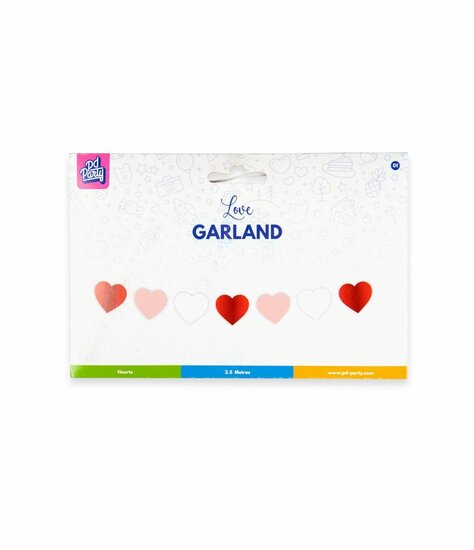 Love Hartjes Slinger - Valentijn - Roze-Rood-Wit - 2,5 meter