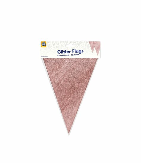 Glitter Vlaggenlijn Ros&eacute; Goud - 20x30 cm - 6 meter - Versiering