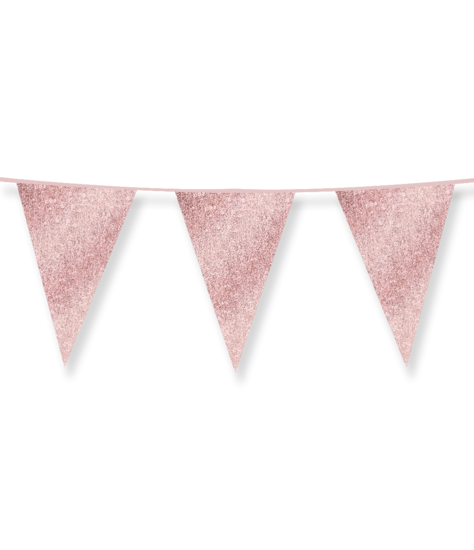 Glitter Vlaggenlijn Ros&eacute; Goud - 20x30 cm - 6 meter - Versiering
