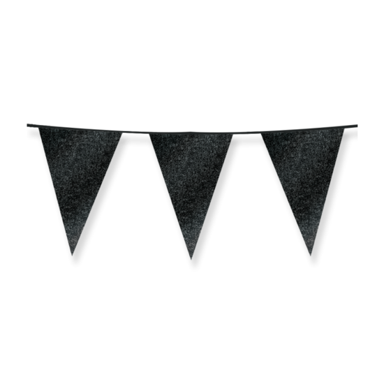 Glitter Vlaggenlijn Zwart - 20x30 cm - 6 meter - Versiering