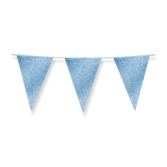 Glitter Vlaggenlijn Baby Blauw  - 20x30 cm - 6 meter - Versiering