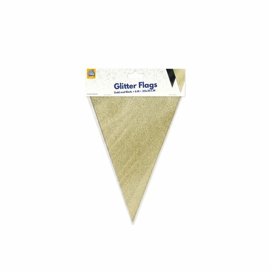 Glitter Vlaggenlijn Goud en Zwart  - 20x30 cm - 6 meter - Versiering