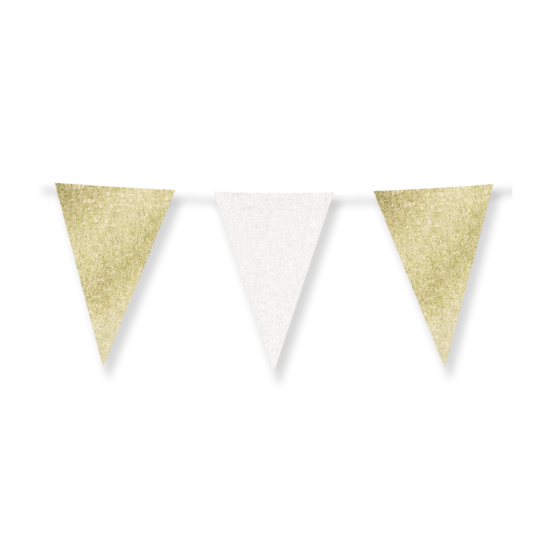 Glitter Vlaggenlijn Goud en Wit - 20x30 cm - 6 meter - Versiering