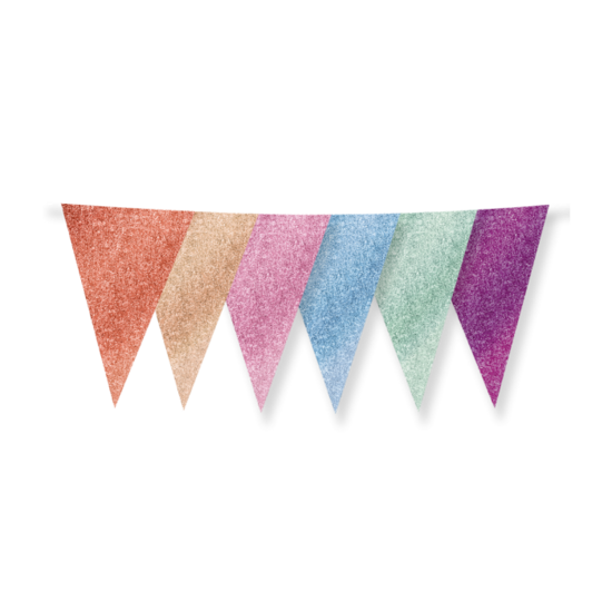 Glitter Vlaggenlijn Multicolor  - 20x30 cm - 6 meter - Versiering
