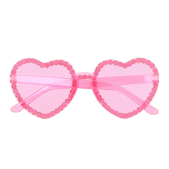 Roze Hartjes Partybril met Strass - Hartjes Bril - Valentijn