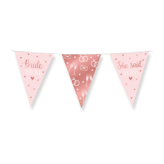 Vlaggenlijn Bride To Be - Ros&eacute; - 20x30 cm - 10 meter - Versiering