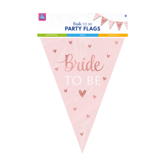 Vlaggenlijn Bride To Be - Ros&eacute; - 20x30 cm - 10 meter - Versiering