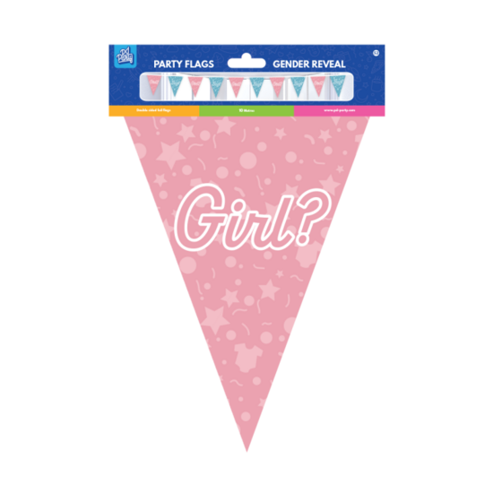 Vlaggenlijn Folie - Gender Reveal - Roze en Blauw - 10 meter - Versiering