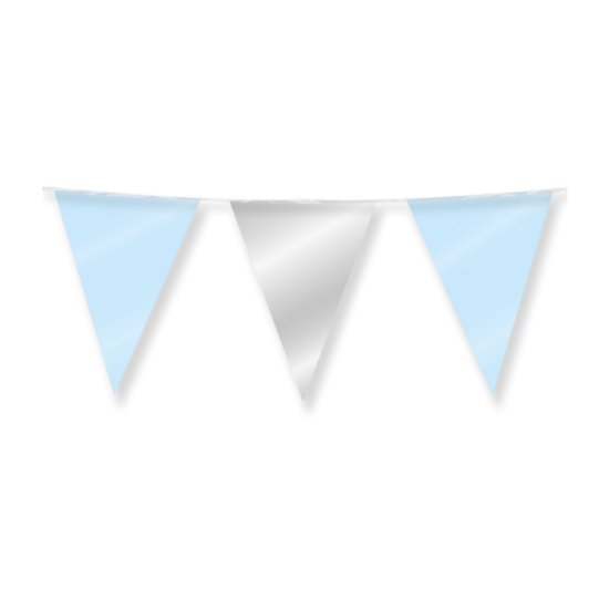 Vlaggenlijn Folie - Blauw-Zilver - Babyshower - 10 meter 
