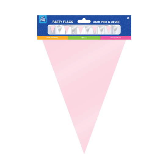 Vlaggenlijn Folie - Roze-Zilver - Babyshower - 10 meter 