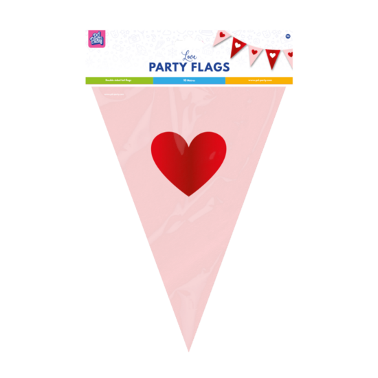 Love Vlaggenlijn - Valentijn  - Rood-Roze - 10 meter