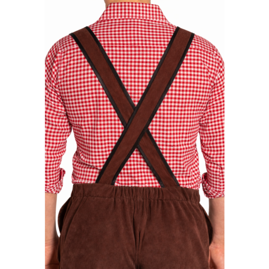 Lederhosen Johann - Verstelbare Bretels - Donkerbruin - Kort - Imitatie Su&egrave;de