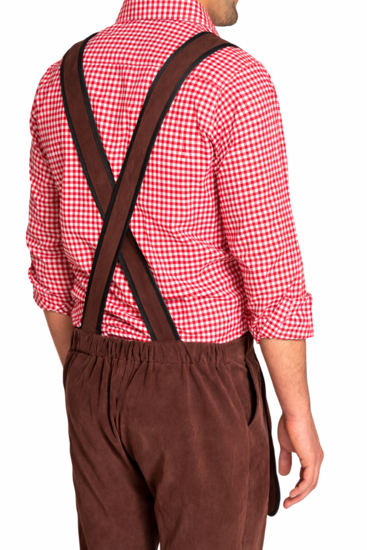 Lederhosen Johann - Verstelbare Bretels - Donkerbruin - Knielengte - Imitatie Su&egrave;de